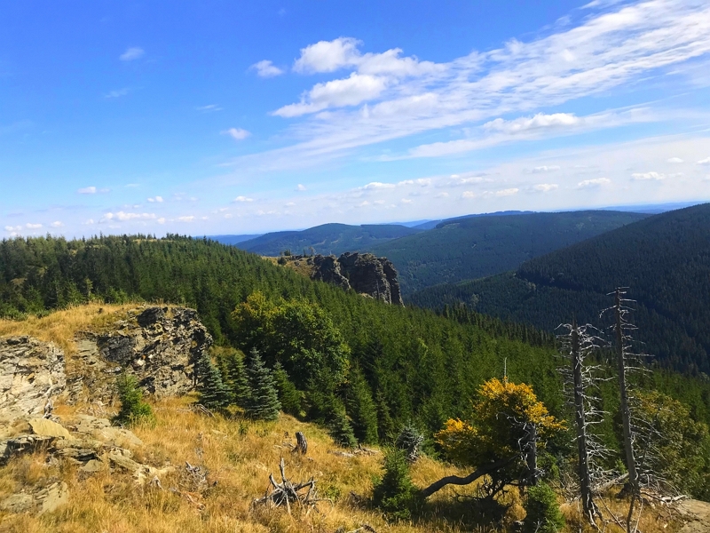 Sokolí skála pod vrcholem Sokol - pěší